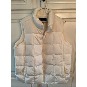Lands End Down Filled Cream Puffer Vest Sz 1X Zip Closure